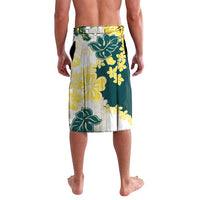Yelow Teal Hibiscus Plumeria Floral Lavalava - Polynesian Pride