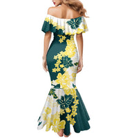 Yelow Teal Hibiscus Plumeria Floral Mermaid Dress - Polynesian Pride