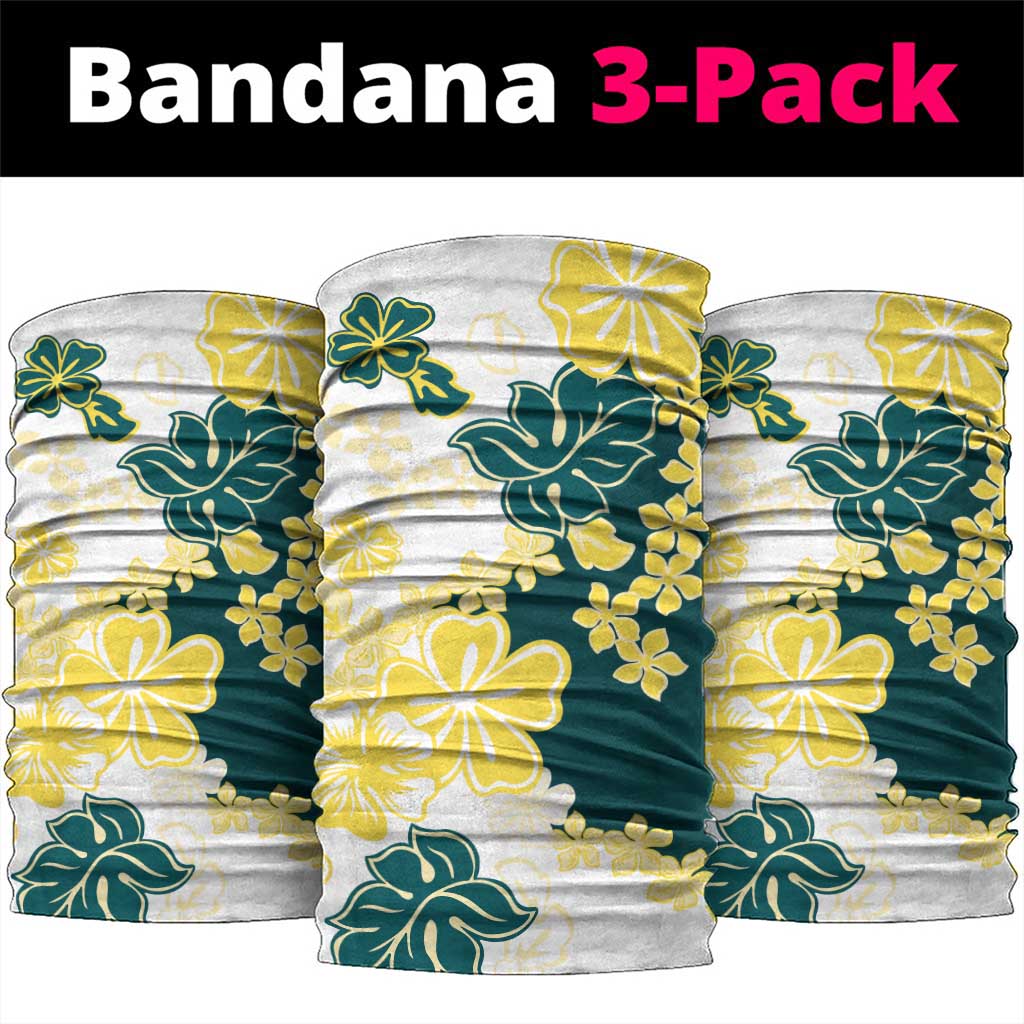 Yelow Teal Hibiscus Plumeria Floral Neck Gaiter LT01