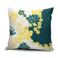 Yelow Teal Hibiscus Plumeria Floral Pillow Cover LT01 Yellow - Polynesian Pride