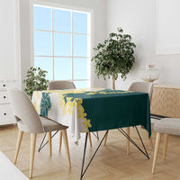 Yelow Teal Hibiscus Plumeria Floral Tablecloth - Polynesian Pride