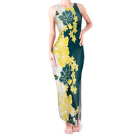 Yelow Teal Hibiscus Plumeria Floral Tank Maxi Dress LT01 Women Yellow - Polynesian Pride