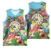 Personalized It's 5 o'clock Somewhere Basketball Jersey Hawaiian Tropical Parrots - Polynesian Pride