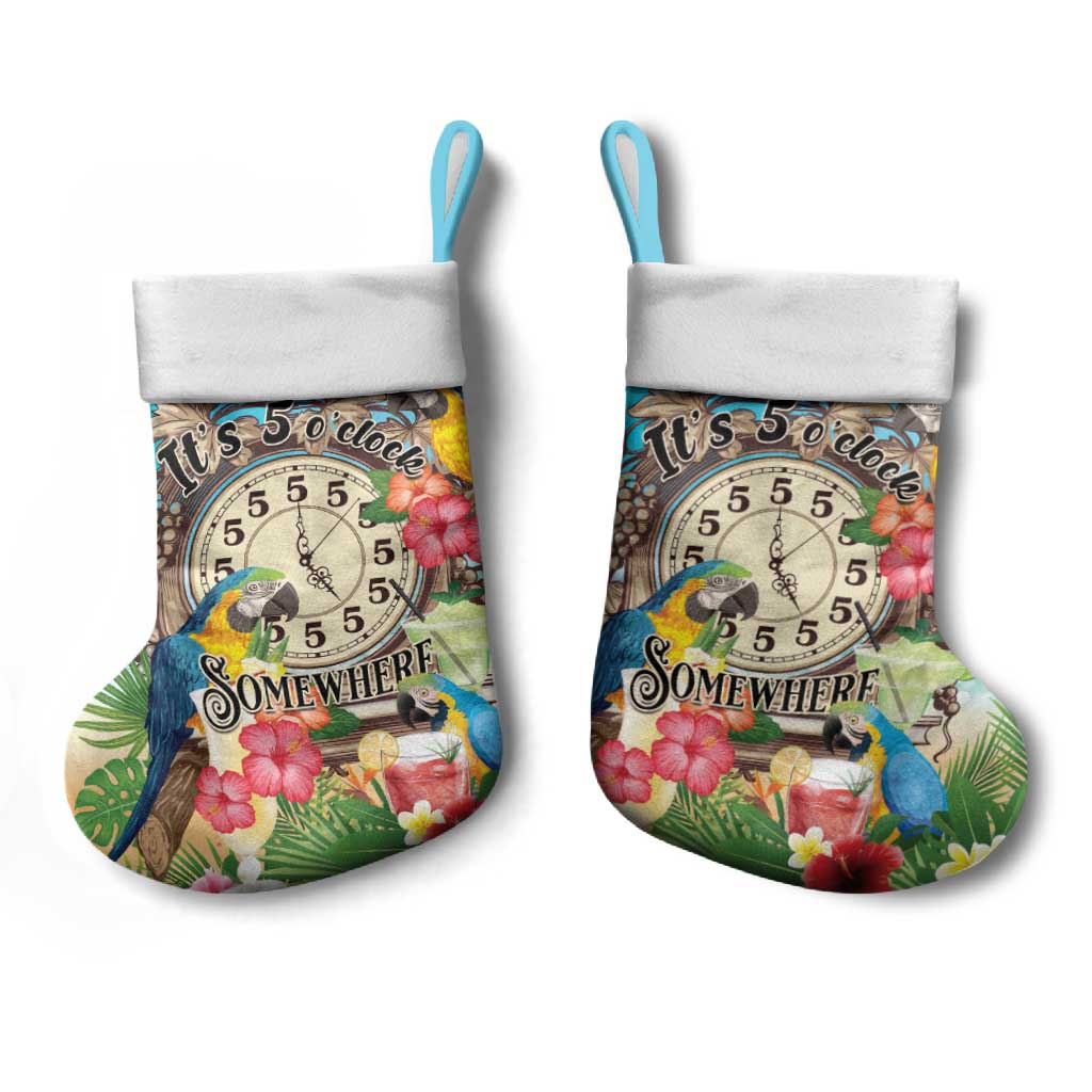 It's 5 o'clock Somewhere Christmas Stocking Hawaiian Tropical Parrots - Polynesian Pride
