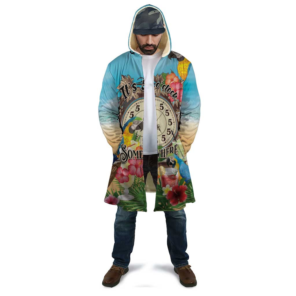 Personalized It's 5 o'clock Somewhere Cloak Hawaiian Tropical Parrots - Polynesian Pride