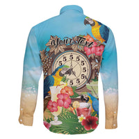 Personalized It's 5 o'clock Somewhere Family Matching Long Sleeve Bodycon Dress and Hawaiian Shirt Hawaiian Tropical Parrots - Polynesian Pride