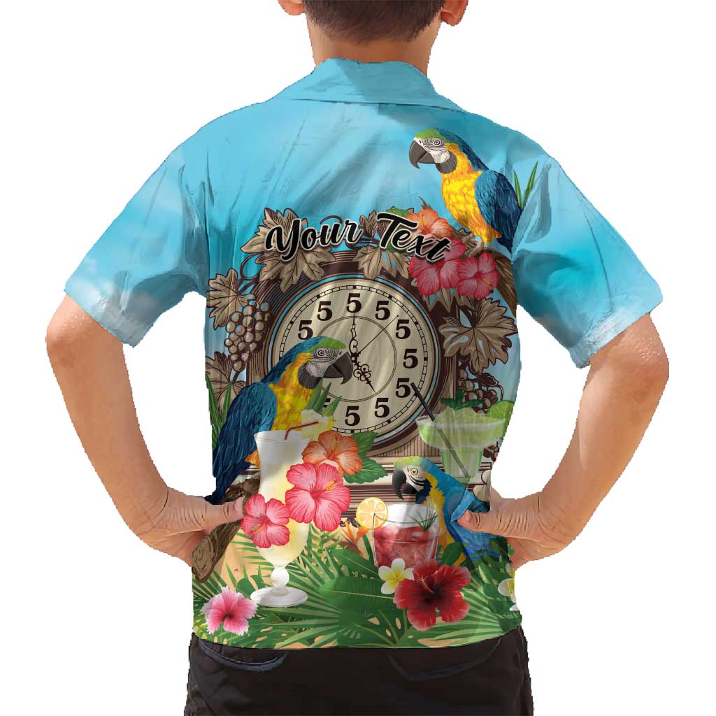 Personalized It's 5 o'clock Somewhere Family Matching Off Shoulder Maxi Dress and Hawaiian Shirt Hawaiian Tropical Parrots - Polynesian Pride