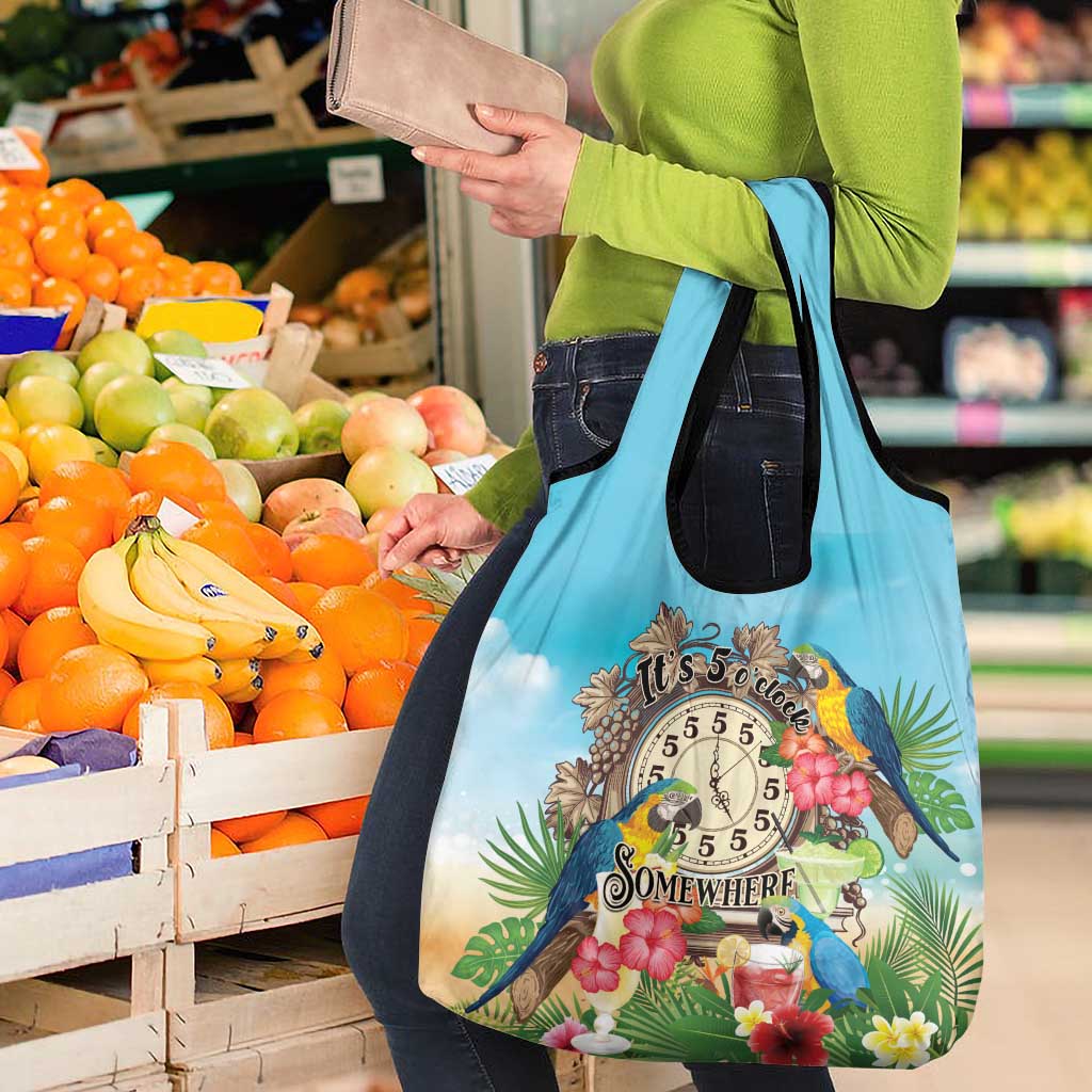 It's 5 o'clock Somewhere Grocery Bag Hawaiian Tropical Parrots - Polynesian Pride