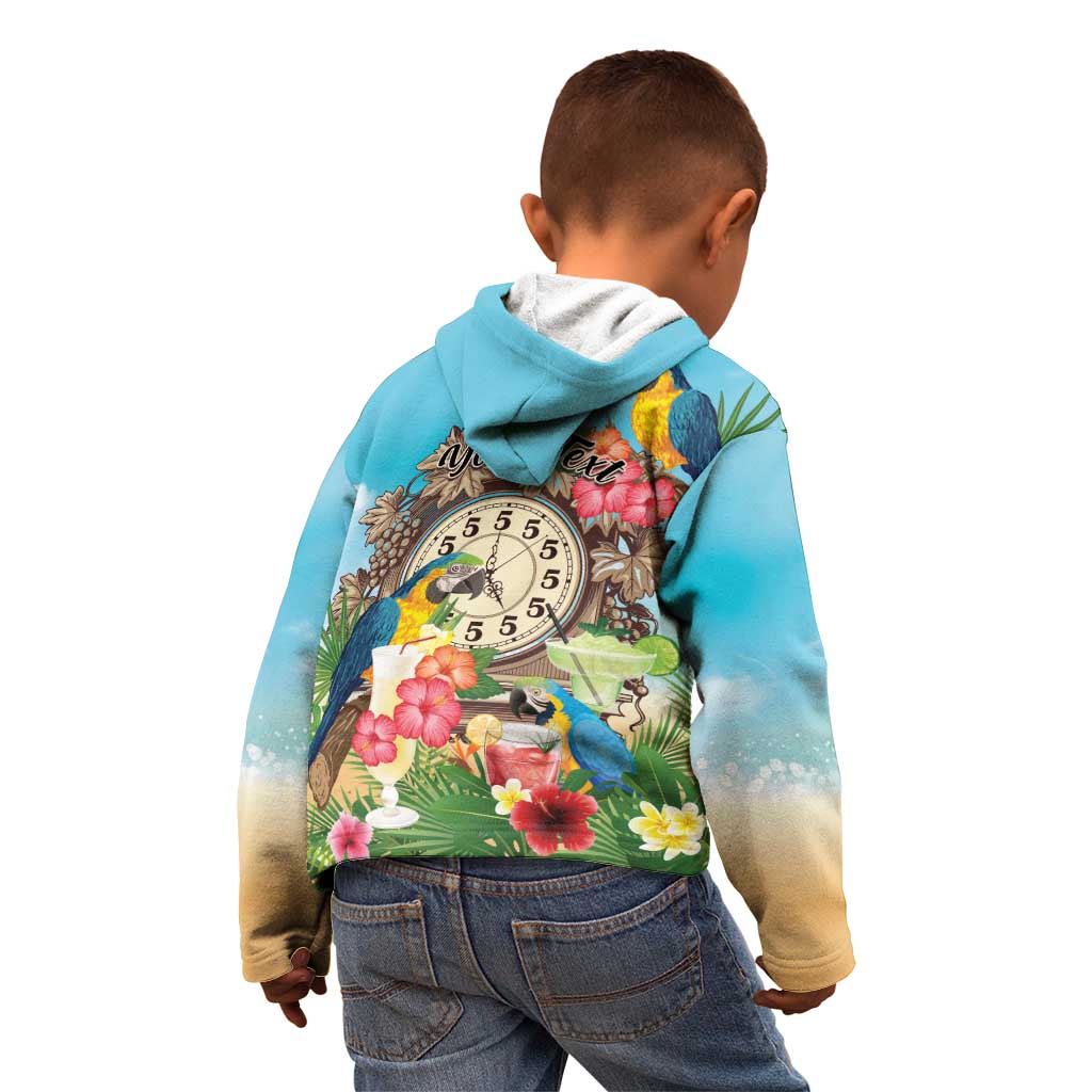 Personalized It's 5 o'clock Somewhere Kid Hoodie Hawaiian Tropical Parrots - Polynesian Pride