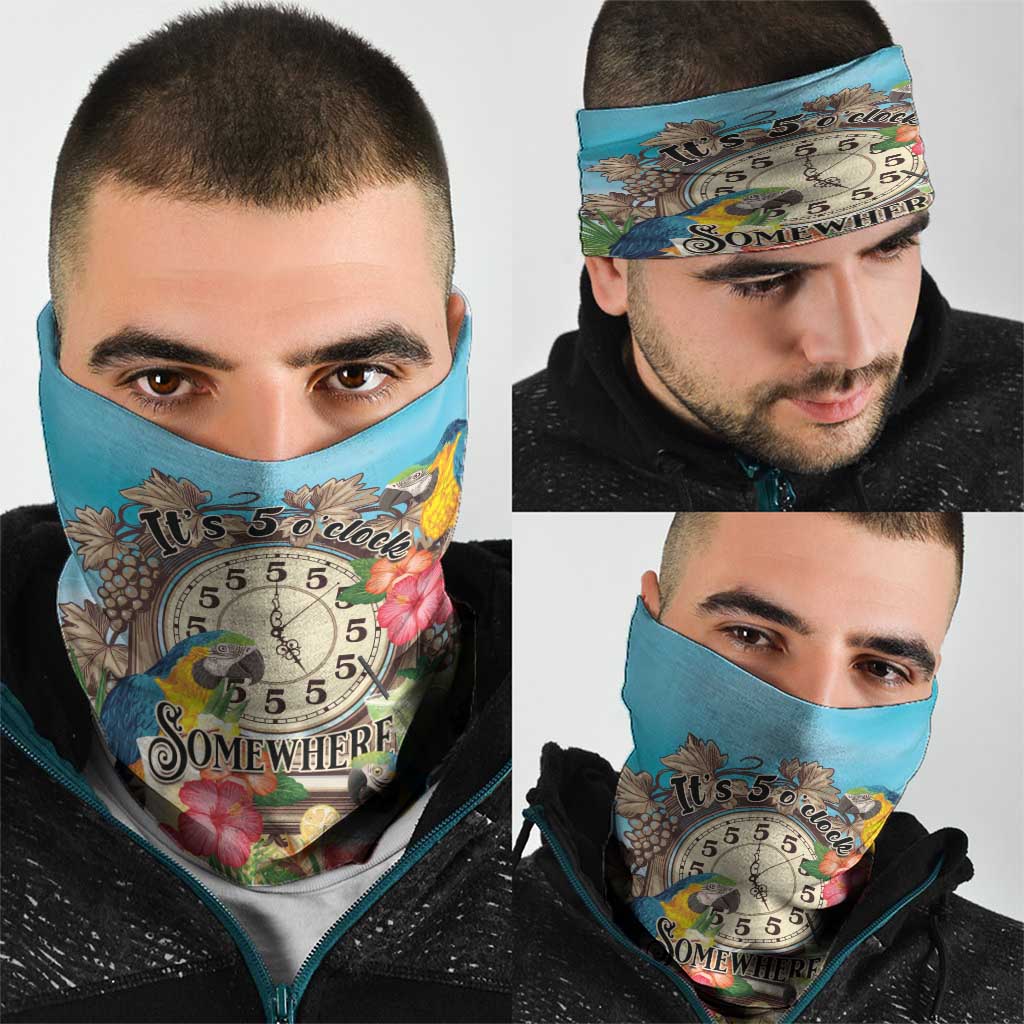 It's 5 o'clock Somewhere Neck Gaiter Hawaiian Tropical Parrots - Polynesian Pride