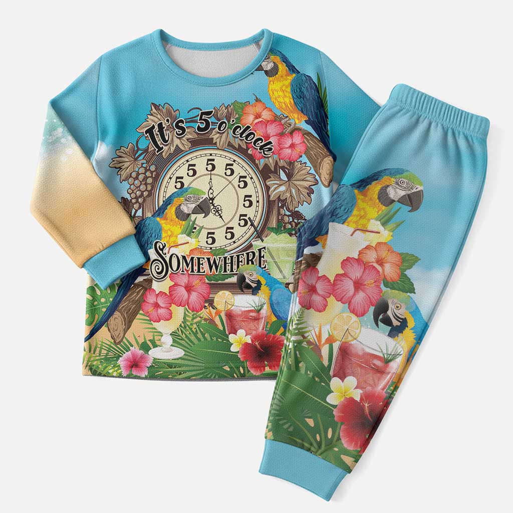 It's 5 o'clock Somewhere Christmas Pajama Set Hawaiian Tropical Parrots - Polynesian Pride