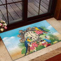 It's 5 o'clock Somewhere Rubber Doormat Hawaiian Tropical Parrots - Polynesian Pride