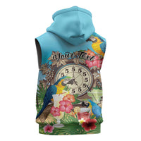 Personalized It's 5 o'clock Somewhere Sleeveless Zip Hoodie Hawaiian Tropical Parrots - Polynesian Pride