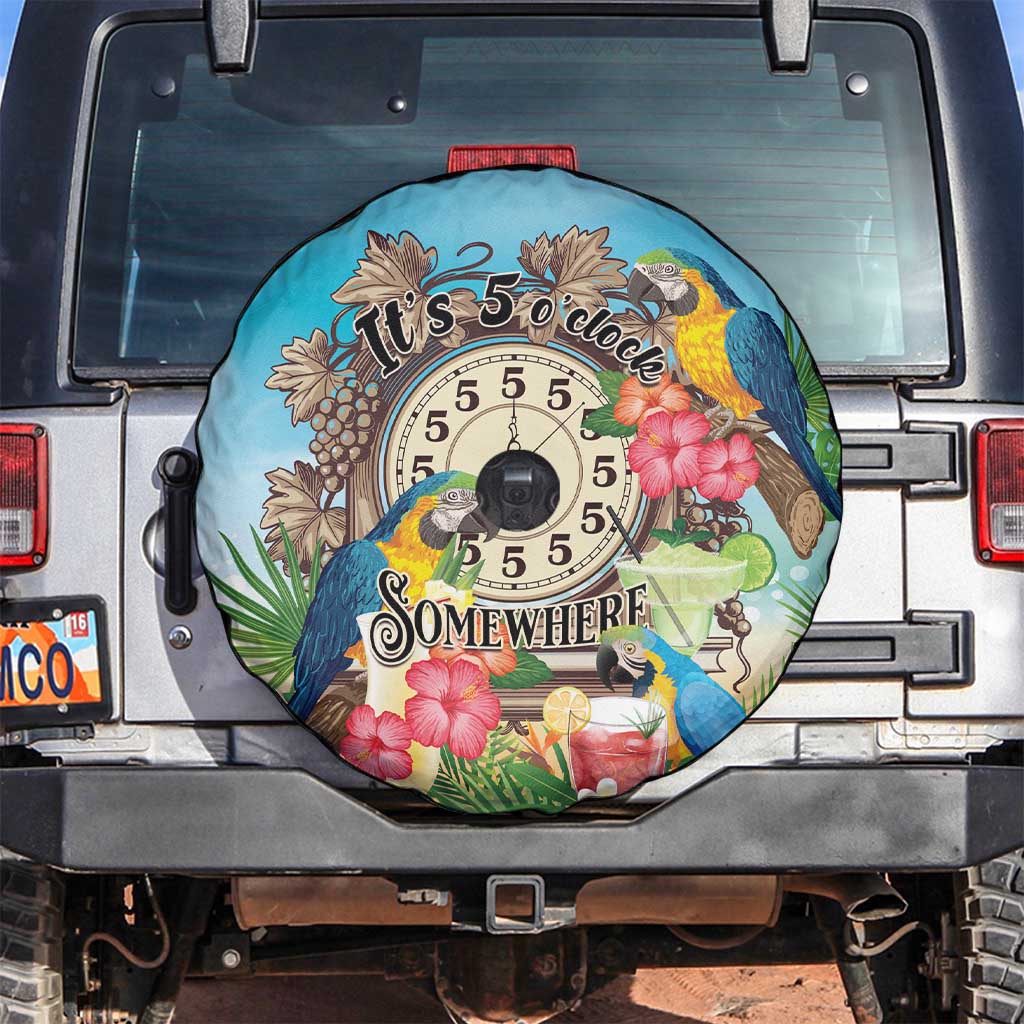 It's 5 o'clock Somewhere Spare Tire Cover Hawaiian Tropical Parrots - Polynesian Pride