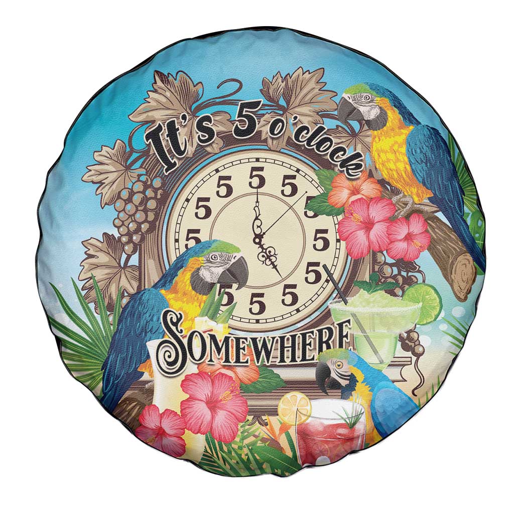 It's 5 o'clock Somewhere Spare Tire Cover Hawaiian Tropical Parrots - Polynesian Pride