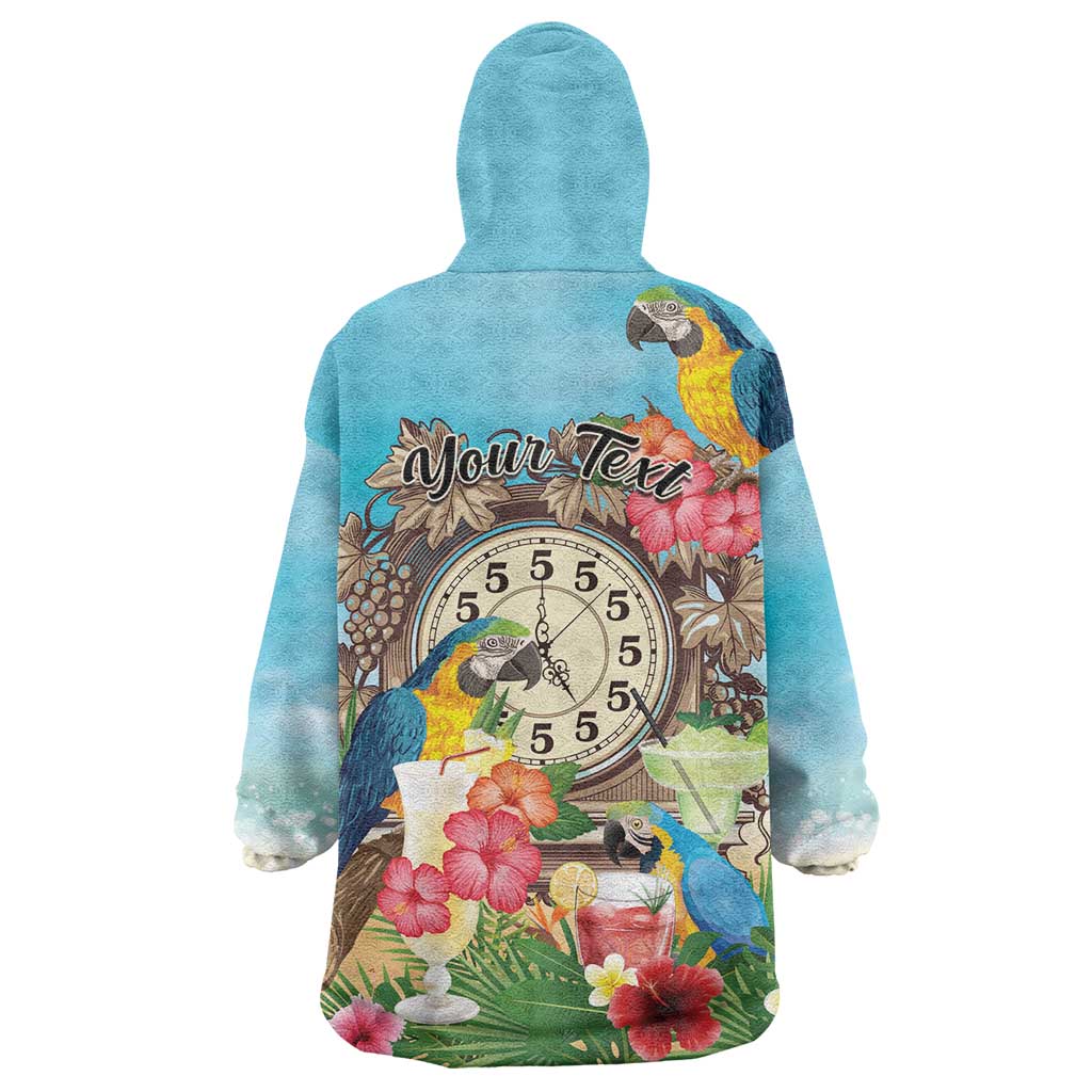 Personalized It's 5 o'clock Somewhere Wearable Blanket Hoodie Hawaiian Tropical Parrots - Polynesian Pride