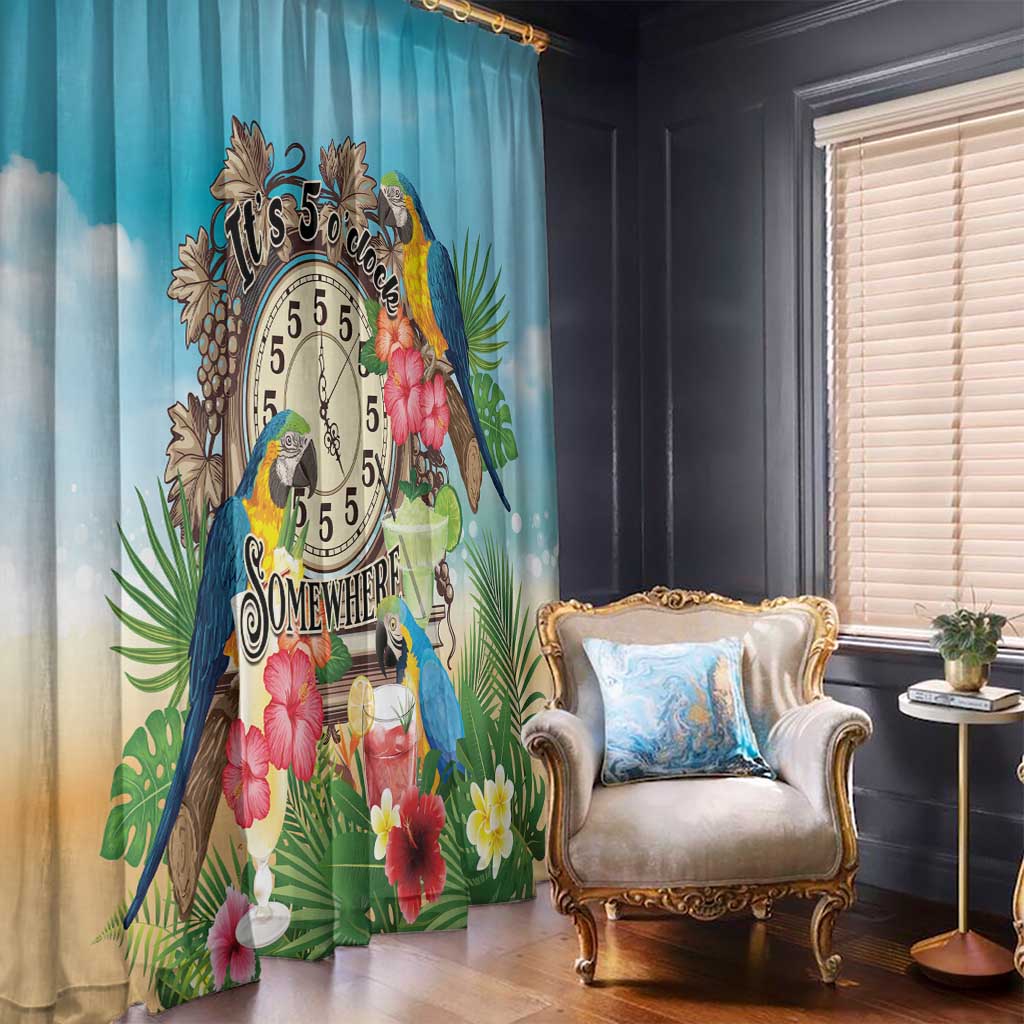 It's 5 o'clock Somewhere Window Curtain Hawaiian Tropical Parrots - Polynesian Pride