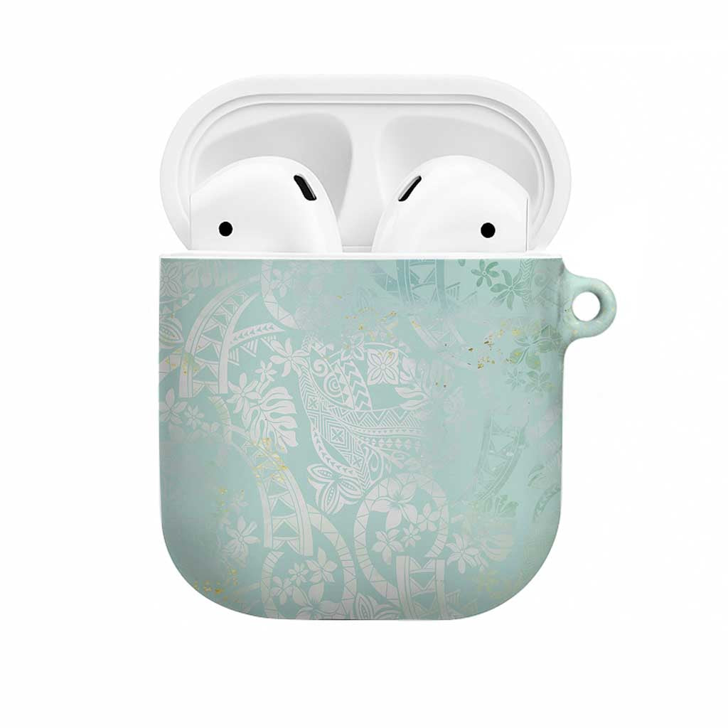 Polynesian Tiare Monstera Seafoam Green AirPods Case Liquid Style - Polynesian Pride