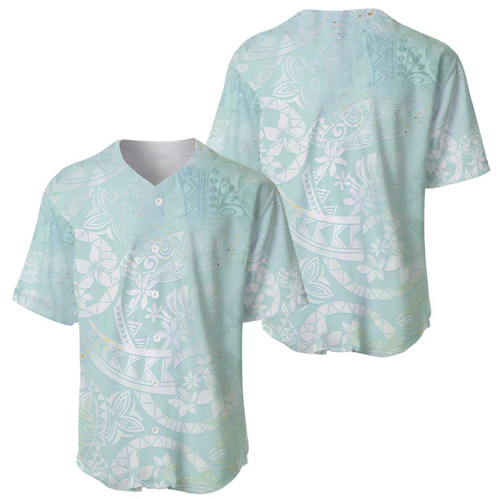 Polynesian Tiare Monstera Seafoam Green Baseball Jersey Liquid Style - Polynesian Pride