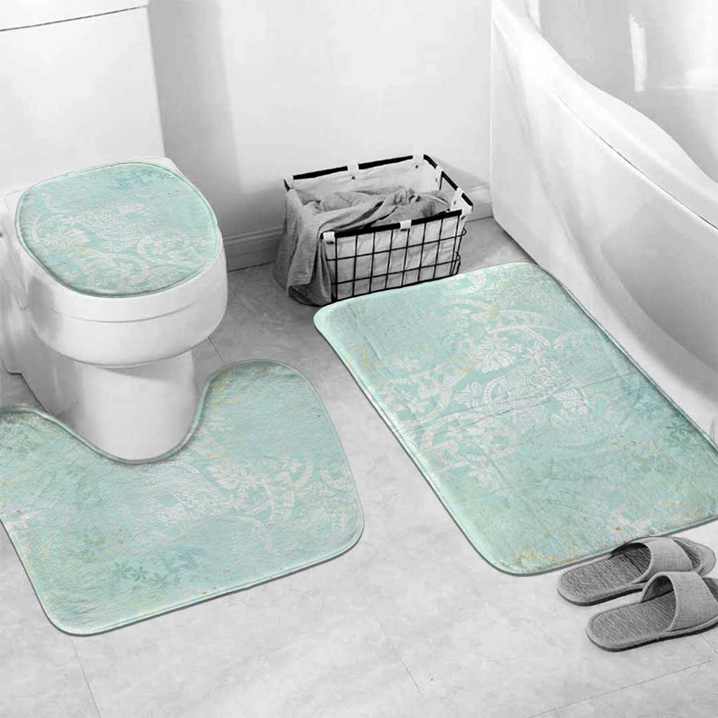 Polynesian Tiare Monstera Seafoam Green Bathroom Set Liquid Style - Polynesian Pride