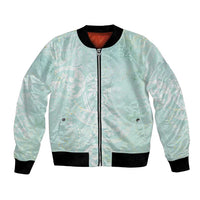 Polynesian Tiare Monstera Seafoam Green Bomber Jacket Liquid Style - Polynesian Pride