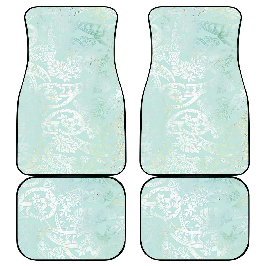 Polynesian Tiare Monstera Seafoam Green Car Mats Liquid Style - Polynesian Pride