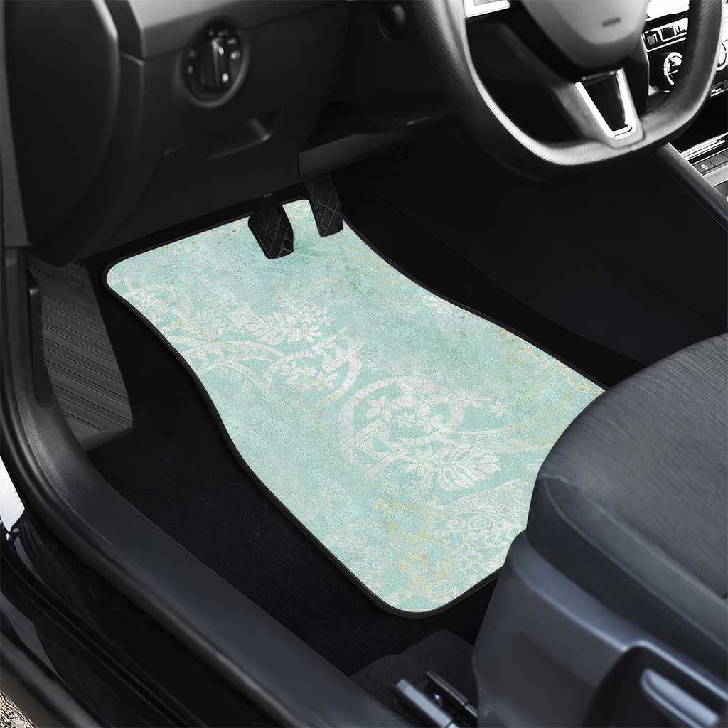 Polynesian Tiare Monstera Seafoam Green Car Mats Liquid Style - Polynesian Pride