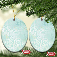 Polynesian Tiare Monstera Seafoam Green Ceramic Ornament Liquid Style - Polynesian Pride
