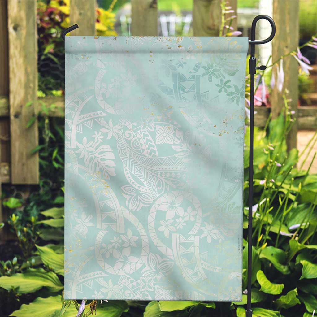 Polynesian Tiare Monstera Seafoam Green Garden Flag Liquid Style - Polynesian Pride