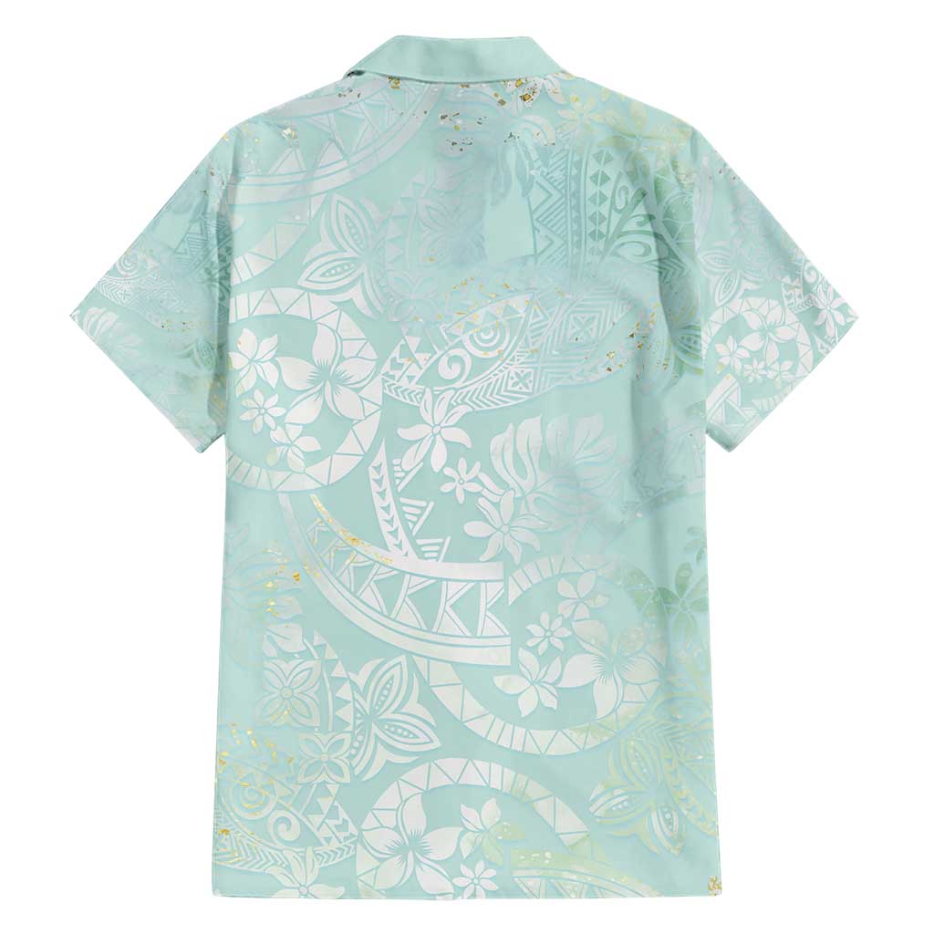 Polynesian Tiare Monstera Seafoam Green Hawaiian Shirt Liquid Style - Polynesian Pride
