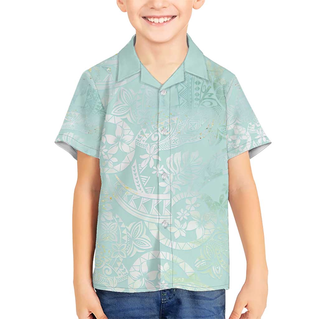 Polynesian Tiare Monstera Seafoam Green Hawaiian Shirt Liquid Style - Polynesian Pride