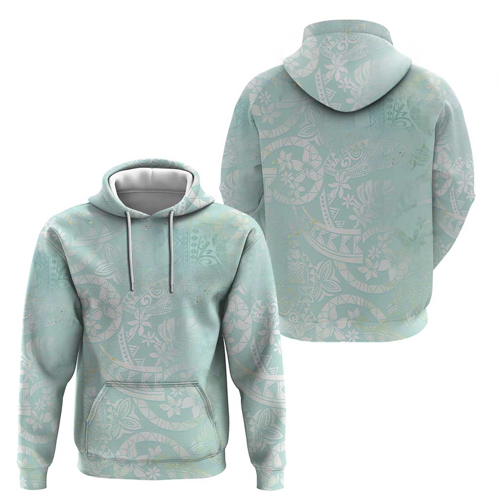 Polynesian Tiare Monstera Seafoam Green Hoodie Liquid Style - Polynesian Pride