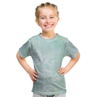 Polynesian Tiare Monstera Seafoam Green Kid T Shirt Liquid Style - Polynesian Pride