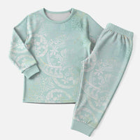 Polynesian Tiare Monstera Seafoam Green Christmas Pajama Set Liquid Style - Polynesian Pride