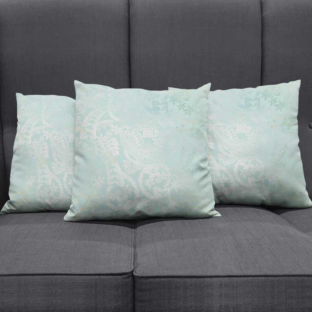 Polynesian Tiare Monstera Seafoam Green Pillow Cover Liquid Style - Polynesian Pride