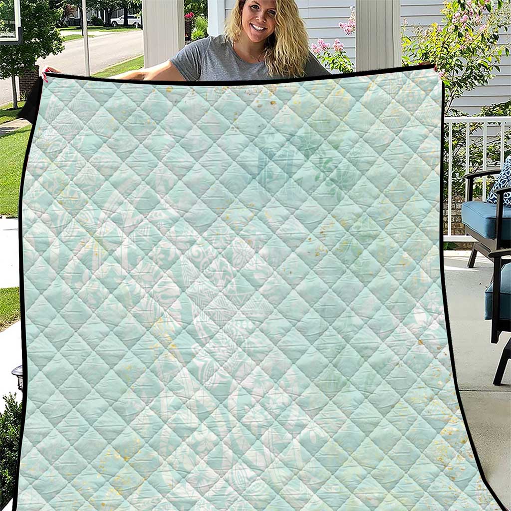 Polynesian Tiare Monstera Seafoam Green Quilt Liquid Style - Polynesian Pride