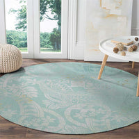 Polynesian Tiare Monstera Seafoam Green Round Carpet Liquid Style - Polynesian Pride