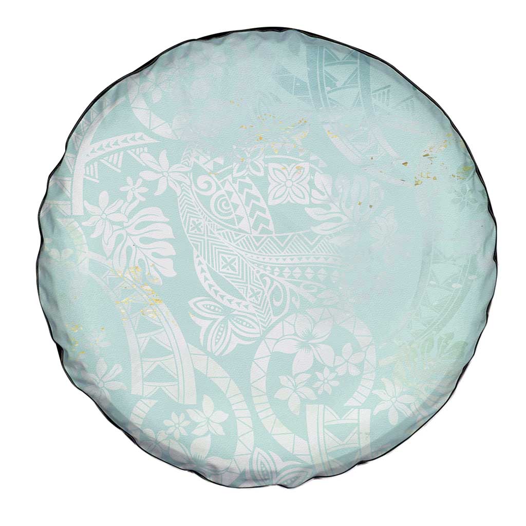 Polynesian Tiare Monstera Seafoam Green Spare Tire Cover Liquid Style - Polynesian Pride
