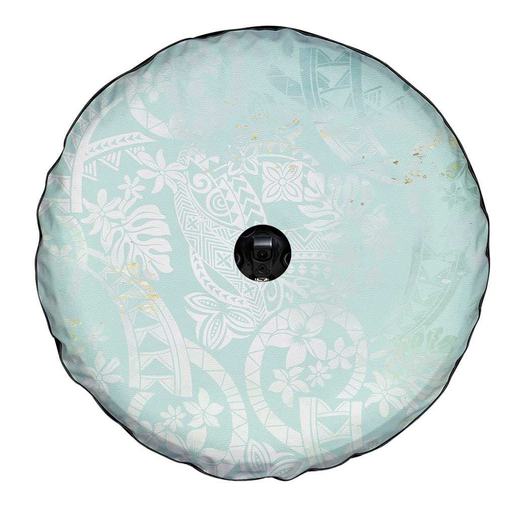 Polynesian Tiare Monstera Seafoam Green Spare Tire Cover Liquid Style - Polynesian Pride
