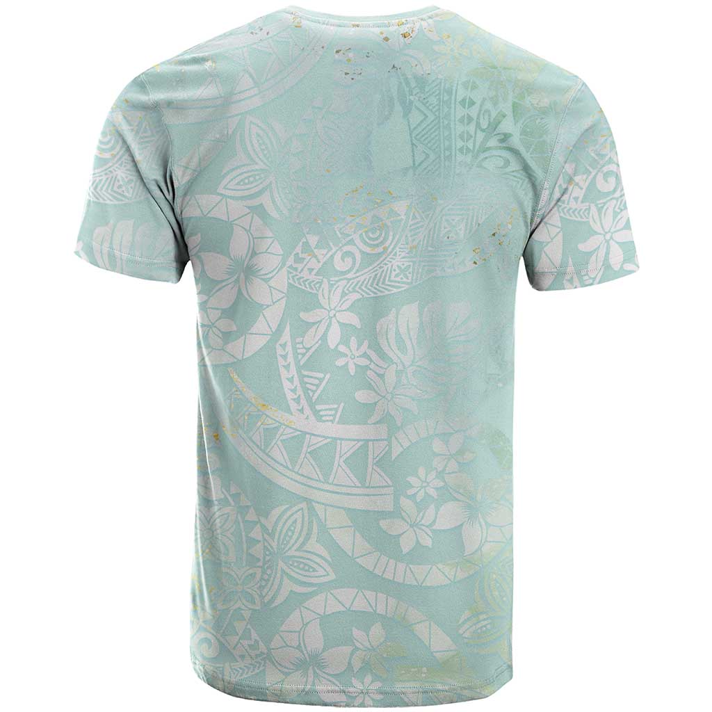 Polynesian Tiare Monstera Seafoam Green T Shirt Liquid Style - Polynesian Pride