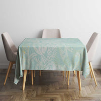 Polynesian Tiare Monstera Seafoam Green Tablecloth Liquid Style - Polynesian Pride