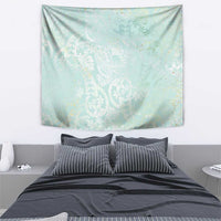 Polynesian Tiare Monstera Seafoam Green Tapestry Liquid Style - Polynesian Pride