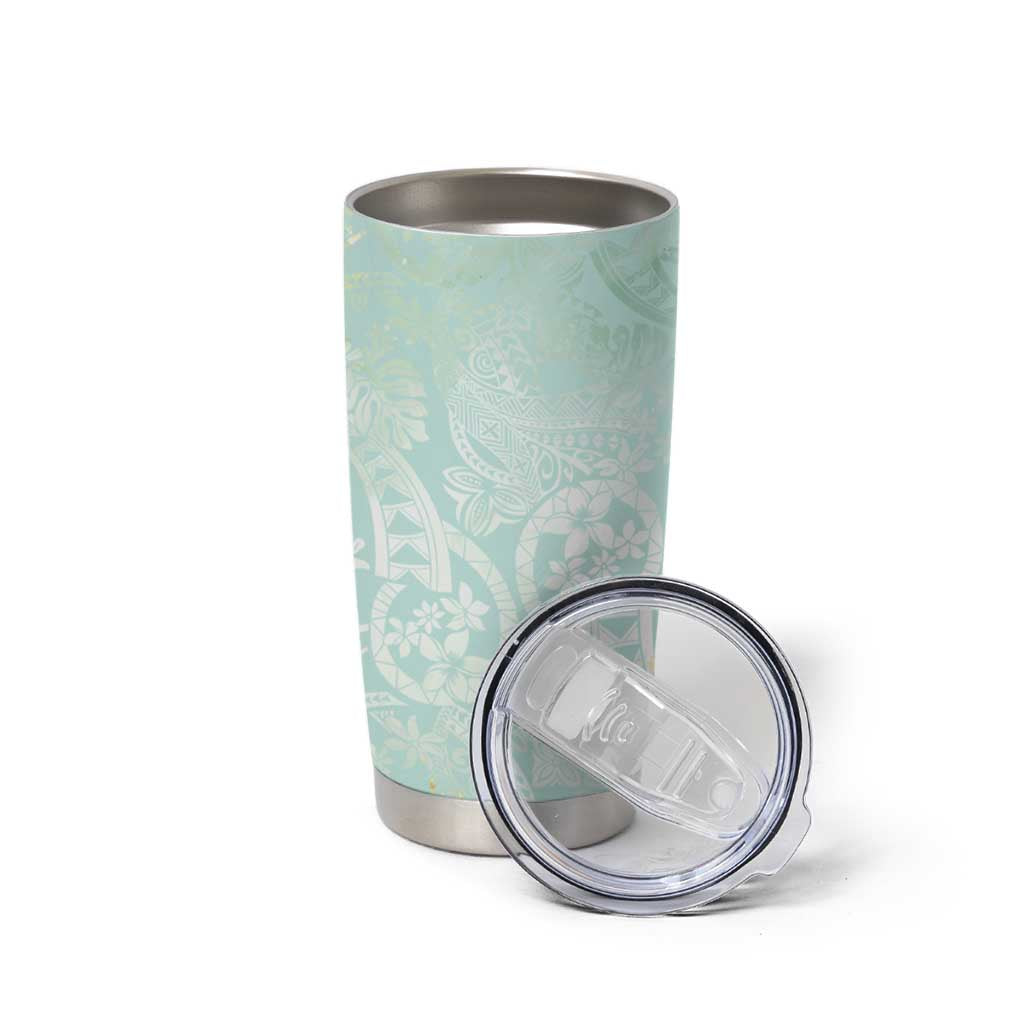 Polynesian Tiare Monstera Seafoam Green Tumbler Cup Liquid Style - Polynesian Pride
