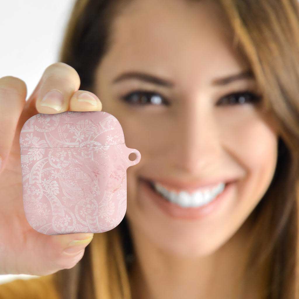 Polynesian Tiare Monstera Soft Pink AirPods Case Liquid Style - Polynesian Pride