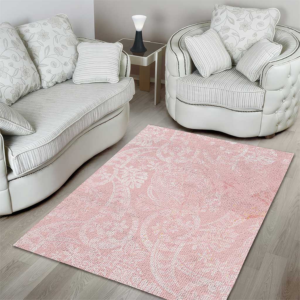 Polynesian Tiare Monstera Soft Pink Area Rug Liquid Style - Polynesian Pride
