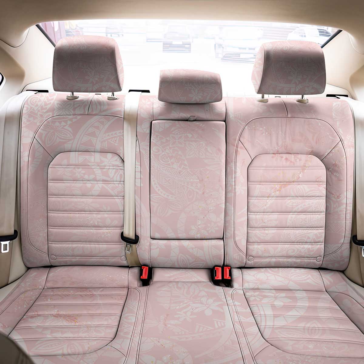 Polynesian Tiare Monstera Soft Pink Back Car Seat Cover Liquid Style - Polynesian Pride
