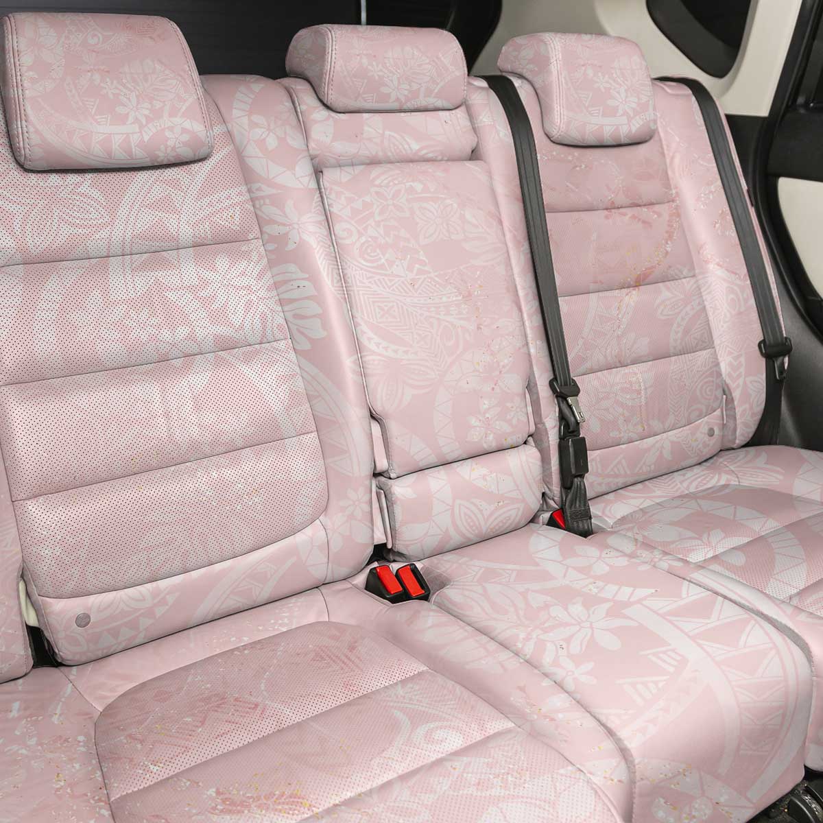 Polynesian Tiare Monstera Soft Pink Back Car Seat Cover Liquid Style - Polynesian Pride