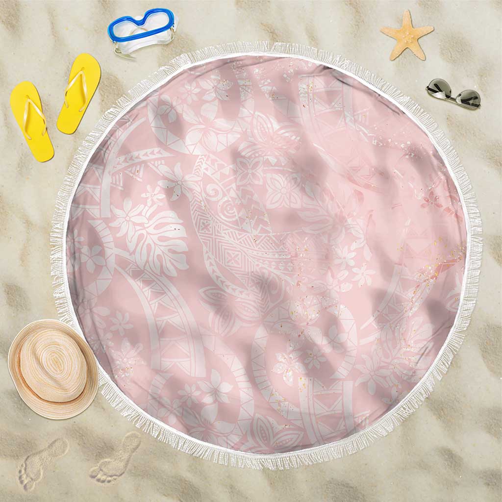 Polynesian Tiare Monstera Soft Pink Beach Blanket Liquid Style - Polynesian Pride