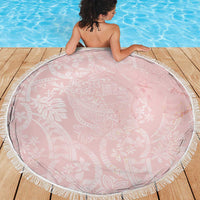 Polynesian Tiare Monstera Soft Pink Beach Blanket Liquid Style - Polynesian Pride