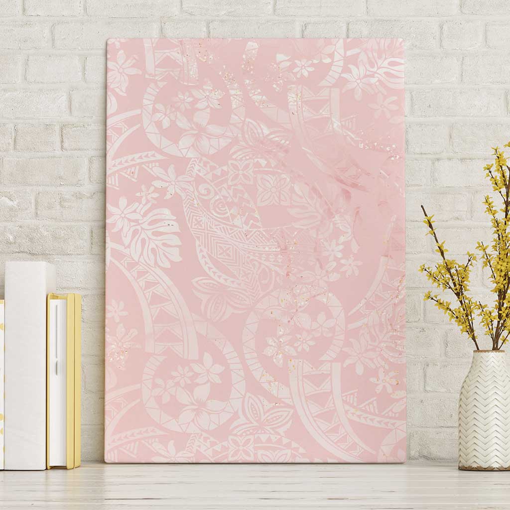Polynesian Tiare Monstera Soft Pink Canvas Wall Art Liquid Style - Polynesian Pride